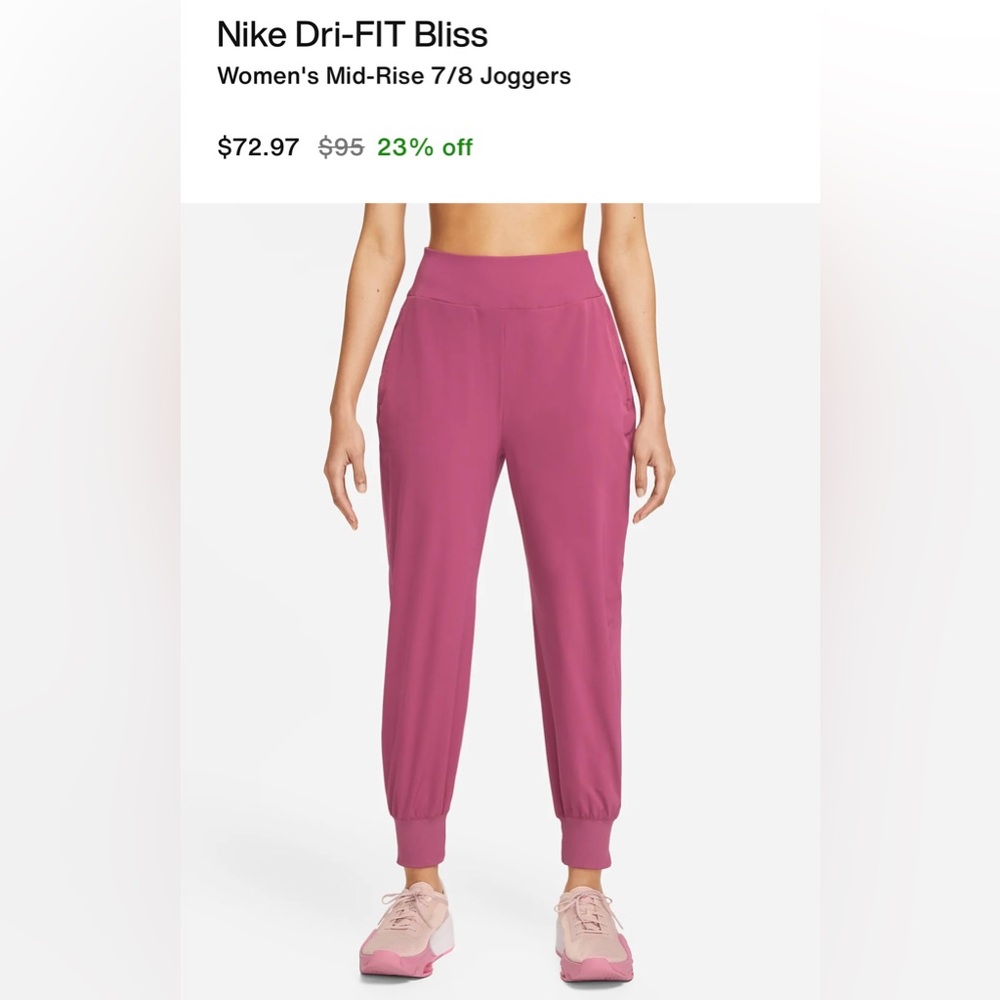 Nike Dri-FIT Bliss
Women's Mid-Rise 7/8 Joggers